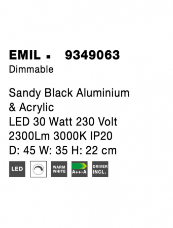 9349063 Plafoniera Nova Luce EMIL LED 30W 2300lm 3000K IP20 Aluminiu & Acril Sandy Black NOVALUCE [8]