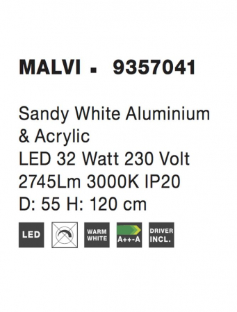 9357041 Suspensie Nova Luce MALVI LED 32W 2745lm 3000K IP20 Aluminiu & Acril Sandy White NOVALUCE [5]