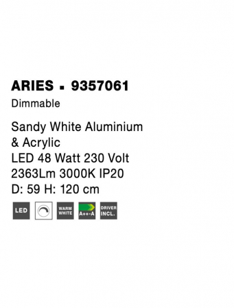 9357061 Lustra Nova Luce ARIES LED 48W 2363lm 3000K IP20 Aluminiu & Acril Sandy White NOVALUCE [7]
