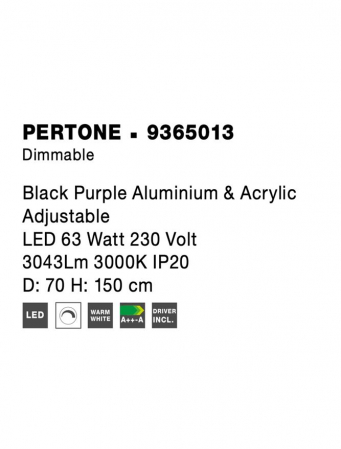 9365013 Suspensie Nova Luce PERTONE LED 53W 2627lm 3000K IP20 Aluminiu/Acril Black Purple [7]