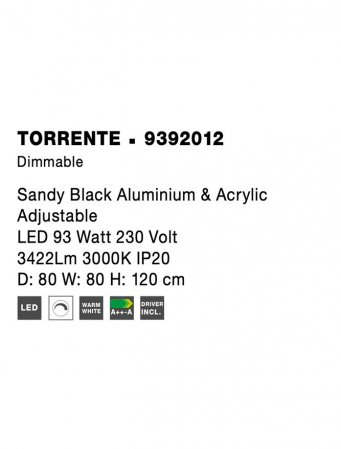 9392012 Lustra Nova Luce TORRENTE LED 93W 3422lm 3000K Aluminium & Acrylic Sandy Black Dimabil Triac IP20 [7]