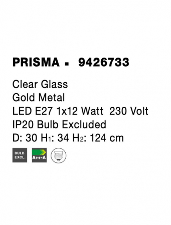 9426733 Pendul Nova Luce PRISMA E27 1x12W   Metal Antique Brass  IP20 [9]