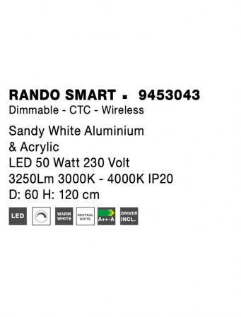 9453043 Suspensie Nova Luce RANDO LED 50W 3250lm 3000K - 4000K IP20 Aluminiu & Acril Sandy White NOVALUCE [5]