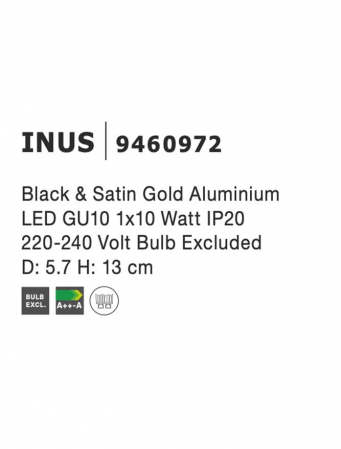 9460972 Plafoniera Nova Luce INUS GU10 1x10W   Aluminium Black & Satin Gold  IP20 [5]