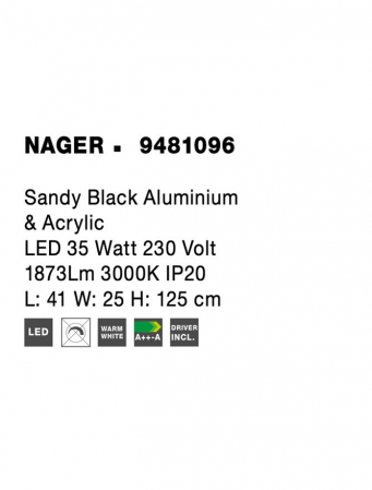 9481096 Lampadar Nova Luce NAGER LED 35W 1873lm 3000K IP20 Aluminiu/Acril Sandy Black [6]