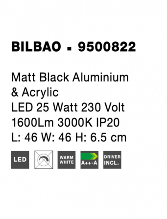9500822 Plafoniera Nova Luce BILBAO LED 25W 1600lm 3000K Aluminium & Acrylic Matt Black Nedimabil IP20 [6]