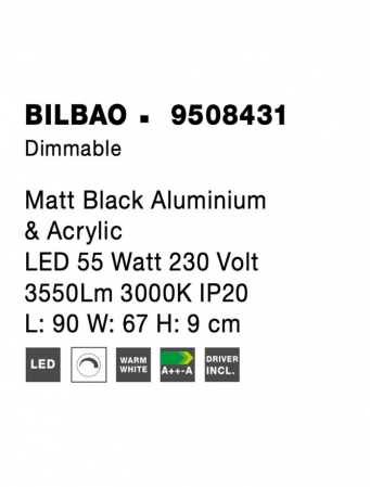 9508431 Plafoniera Nova Luce BILBAO LED 55W 3550lm 3000K Aluminium & Acrylic Matt Black Dimabil Triac IP20 [7]