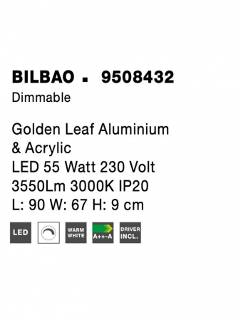 9508432 Plafoniera Nova Luce BILBAO LED 55W 3550lm 3000K Aluminium & Acrylic Gold Dimabil Triac IP20 [8]