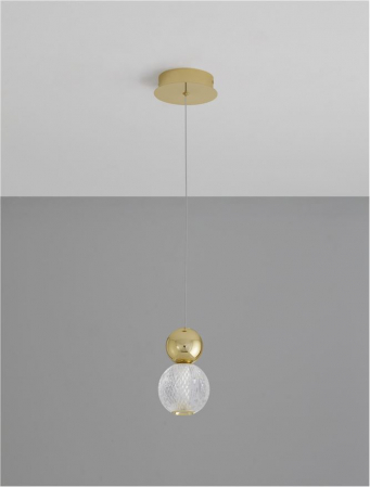 9511020 Pendul Nova Luce BRILLE LED 4W 344lm 3200K  Aluminium & Acrylic Gold Nedimabil IP20 [1]