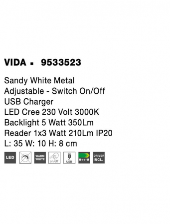 9533523 Aplica Nova Luce VIDA LED 5W 350lm 3000K Metal Sandy White Nedimabil IP20 [7]