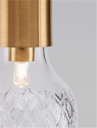 9536412 Pendul Nova Luce VEDA G9 1x6W   Metal & Clear Glass Brass   IP20 [6]