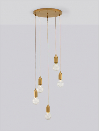 9536414 Lustra Nova Luce VEDA G9 5x6W   Metal & Clear Glass Brass   IP20 [3]