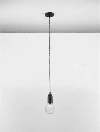 9536417 Pendul Nova Luce VEDA G9 1x6W   Metal & Clear Glass Black  IP20 [1]