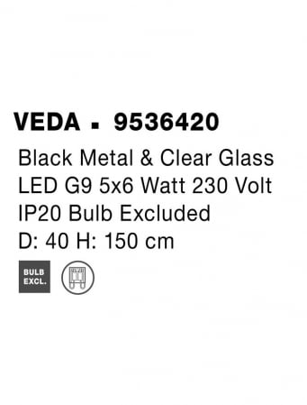 9536420 Lustra Nova Luce VEDA G9 5x6W   Metal & Clear Glass Black  IP20 [8]