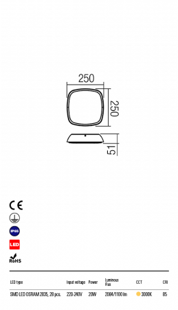 9537 Plafoniera REDO TWILL LED 20W 1100lm 3000K IP65 Aluminiu Turnat Mat White CRI 85 [1]