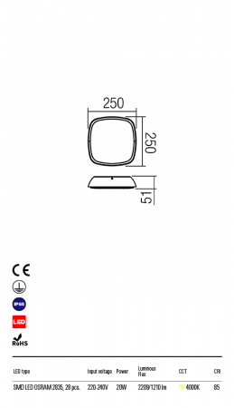 9543 Plafoniera REDO TWILL LED 20W 1210lm 4000K IP65 Aluminiu Turnat Mat White CRI 85 [1]