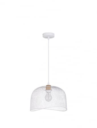 Pendule - 9555802 Pendul Nova Luce LYRON E27 1x12W   Metal & Natural Wood Matt White  IP20