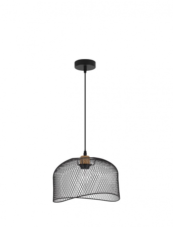 ILUMINAT - 9555803 Pendul Nova Luce LYRON E27 1x12W   Metal & Natural Wood Matt Black  IP20