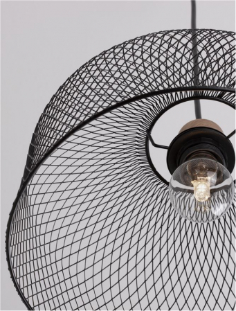 9555803 Pendul Nova Luce LYRON E27 1x12W   Metal & Natural Wood Matt Black  IP20 [2]