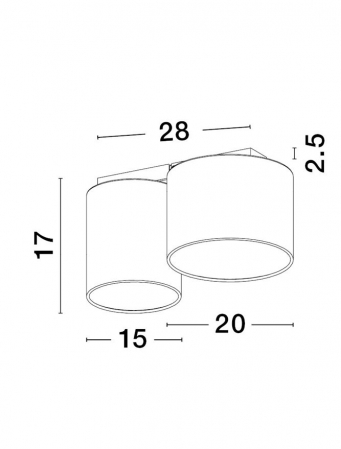 9555804 Plafoniera Nova Luce BRYSON E27 2x12W   Metal & Fabric Shade Sandy White  IP20 [3]