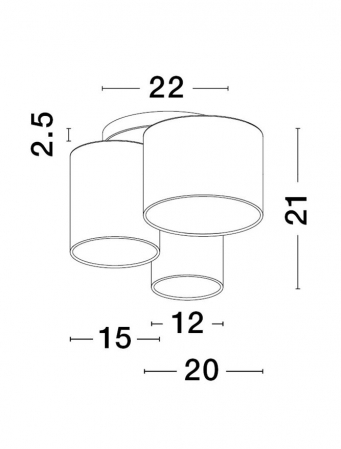 9555805 Plafoniera Nova Luce BRYSON E27 3x12W   Metal & Fabric Shade Sandy White  IP20 [4]
