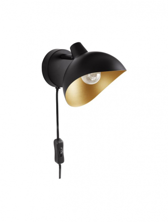 9555806 Aplica Nova Luce GETI E14 1x5W   Metal Matt Black & Gold  IP20