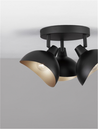 9555810 Plafoniera Nova Luce GETI E14 3x5W   Metal Matt Black & Gold  IP20 [2]