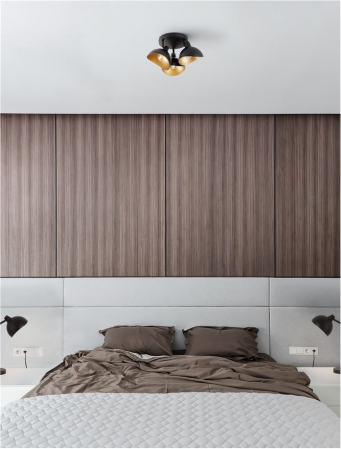 9555810 Plafoniera Nova Luce GETI E14 3x5W   Metal Matt Black & Gold  IP20 [1]
