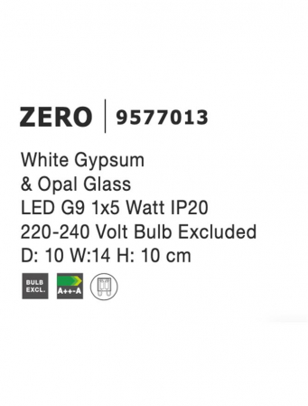 9577013 Aplica Nova Luce ZERO G9 1x5W   Gypsum & Opal Glass White  IP20 [7]