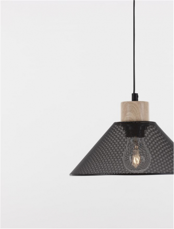 9620128 Pendul Nova Luce IAN E27 1x12W   Metal & Natural Wood Matt Black  IP20 [2]