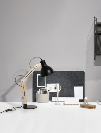 9620130 Veioza Nova Luce GROU E27 1x12W   Metal & Wood Matt Black  IP20 [1]