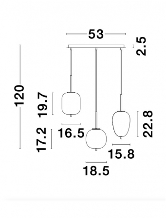 9624067 Suspensie Nova Luce LATO E14 3x5W lm  IP20 Glass/Metal Antique Brass Black Fabric Wire [4]