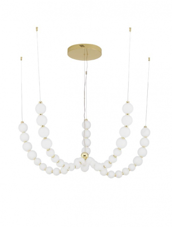 9695203 Candelabru Nova Luce PERLA LED 125W 11377lm 3000K Metal & Opal Glass Gold Dimabil Triac IP20