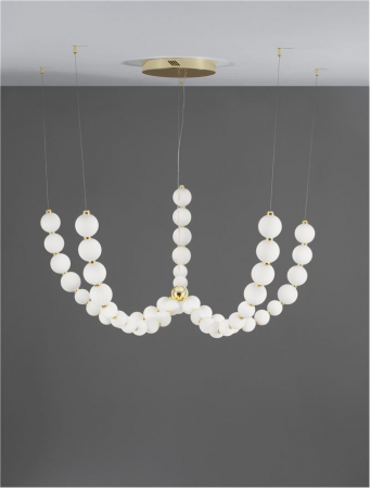 9695203 Candelabru Nova Luce PERLA LED 125W 11377lm 3000K Metal & Opal Glass Gold Dimabil Triac IP20 [2]