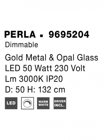 9695204 Aplica Nova Luce PERLA LED 56W 4734lm 3000K Metal & Opal Glass Gold Dimabil Triac IP20 [7]