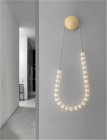 9695204 Aplica Nova Luce PERLA LED 56W 4734lm 3000K Metal & Opal Glass Gold Dimabil Triac IP20 [1]