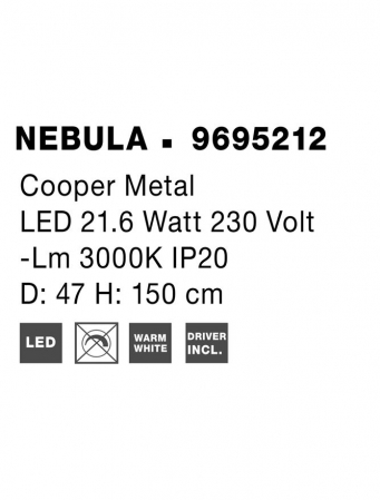 9695212 Lustra Nova Luce NEBULA LED 25W 1634lm 3000K Copper Gold  Nedimabil IP20 [8]