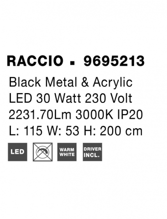 9695213 Lustra Nova Luce RACCIO LED 27W 1308lm 3000K Metal & Acrylic  Black Dimabil Triac IP20 [7]