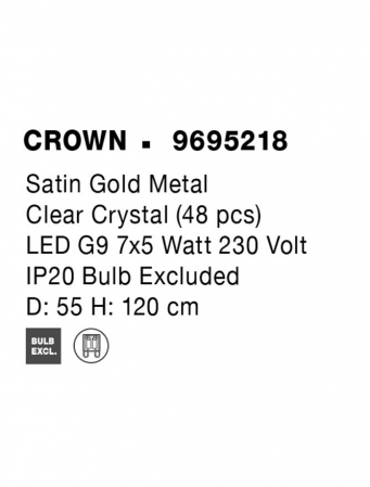 9695218 Lustra Nova Luce CROWN G9 7x5W   Metal Clear Crystal Satin Gold  IP20 [7]