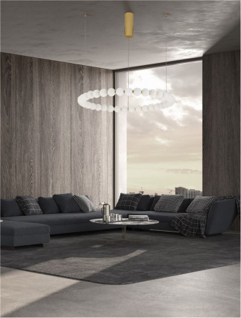 9695231 Lustra Nova Luce PERLA LED 72W 6492lm 3000K Metal & Opal Glass Gold Dimabil Triac IP20 [2]
