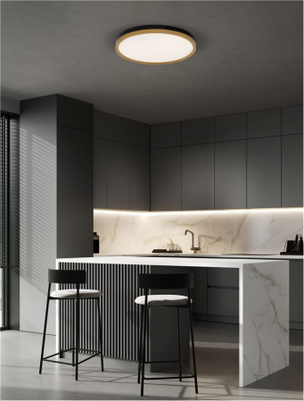 9695237 Plafoniera Nova Luce CANTRIA LED 38W 2198lm 3000K Metal & Acrylic  Black Brass Gold Nedimabil IP20 [1]