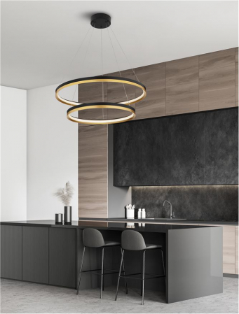 9695239 Lustra Nova Luce CANTRIA LED 98W 7643lm 3000K Metal & Acrylic  Black Brass Gold Dimabil Triac IP20 [1]