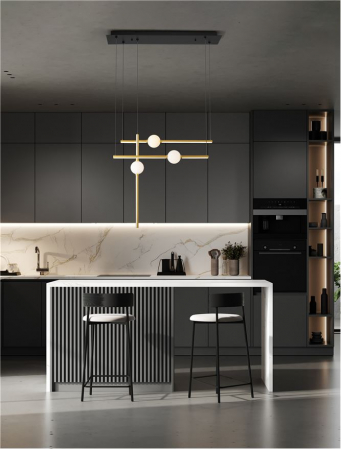 9695257 Lustra Nova Luce ACROBAT LED 27W 2542lm 3000K Aluminium & Opal Glass Black & Gold Dimabil Triac IP20 [1]