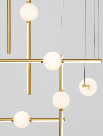 9695259 Candelabru Nova Luce ACROBAT LED 106W 9926lm 3000K Aluminium & Opal Glass Black & Gold Dimabil Triac IP20 [1]