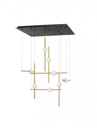 ILUMINAT INTERIOR - 9695259 Candelabru Nova Luce ACROBAT LED 106W 9926lm 3000K Aluminium & Opal Glass Black & Gold Dimabil Triac IP20