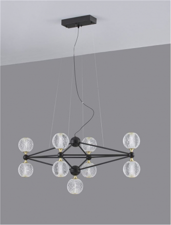 9695300 Lustra Nova Luce BELINDA LED 42W 2238lm 3000K  Aluminium & Acrylic Black Dimabil Triac IP20 [1]
