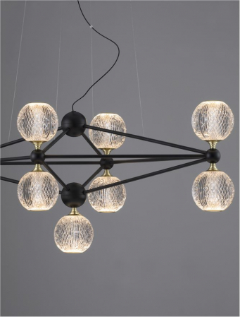 9695300 Lustra Nova Luce BELINDA LED 42W 2238lm 3000K  Aluminium & Acrylic Black Dimabil Triac IP20 [6]