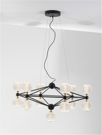 9695400 Lustra Nova Luce BELINDA LED 53W 2984lm 3000K  Aluminium & Acrylic Black Dimabil Triac IP20 [3]