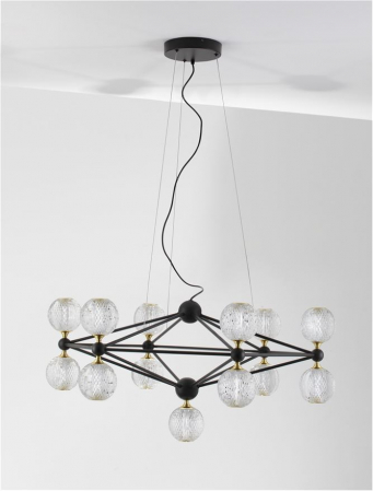 9695400 Lustra Nova Luce BELINDA LED 53W 2984lm 3000K  Aluminium & Acrylic Black Dimabil Triac IP20 [2]