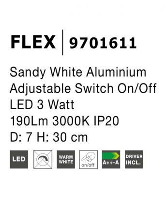 9701611 Aplica Nova Luce FLEX LED 3W 190lm 3000K Aluminium Sandy White Nedimabil IP20 [2]